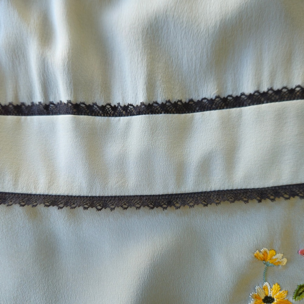 Anthropologie Floreat Dress 10 acts 8 Garden Floral Embroidered 100% Silk Fairy - Picture 10 of 10